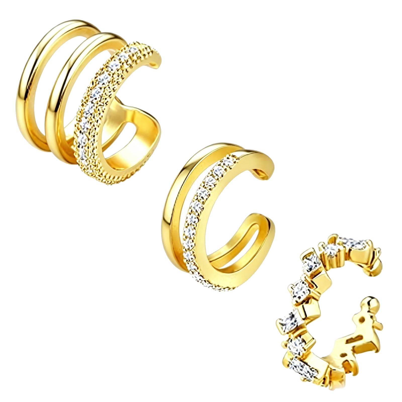 3 Piece Clip On Cartilage Ear Accessories, Delicate Skin Friendly Ear Cuff Earrings for Women, Non Piercing Cuffs, Butterfly Earrings Daily Fashion Styling-image-39
