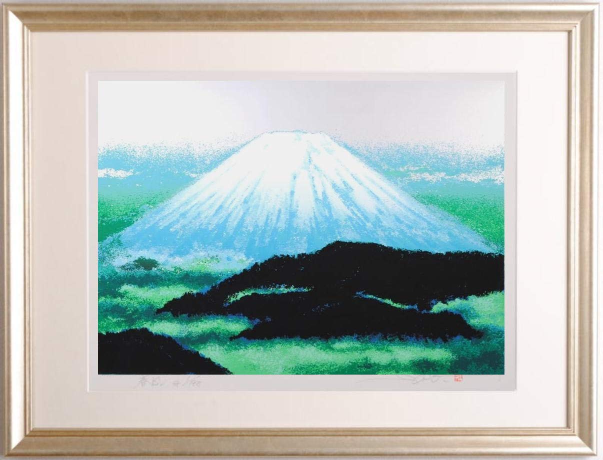 Amazon | 池上壮豊 「富士・白嶺」 富士山 絵画 風景画 シルク