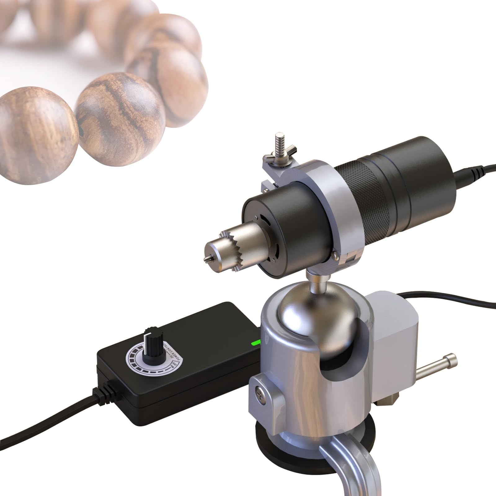 Wood Lathe Polishing Machine, 80W Metal Milling Tool with Adjustable Speed and One-Click Pause/Start for Bead Polishing and Rounding