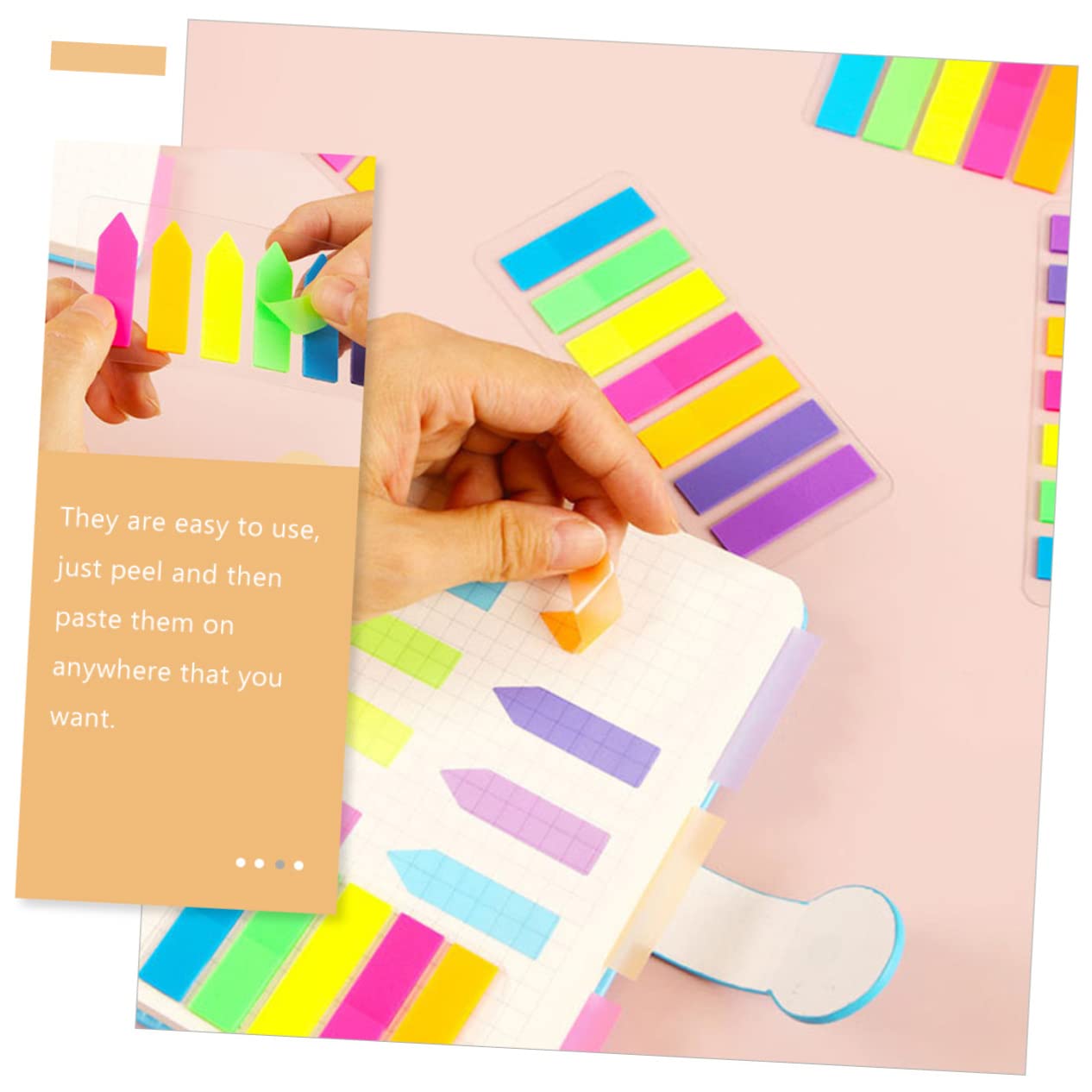 HOMSFOU 36 Juegos De Pestañas De Índice De Página Kit De Suministros Para Para Anotaciones Papelería Adhesiva Marcadores Fluorescentes Marcadores De Página De Libro Pegatinas
