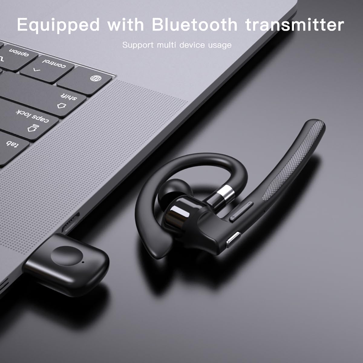 eppfun Auricolare Mono Bluetooth 5.4, Cuffia Mono Wireless con Cancellazione del Rumore Doppio Mic per Ufficio Lavoro Guida