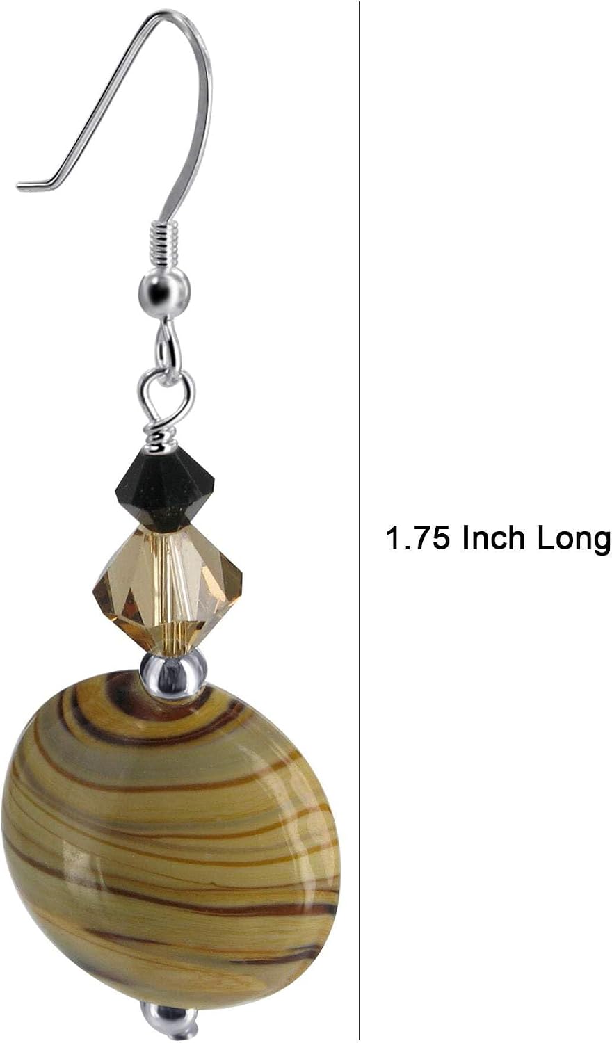 Blown Glass Austrian Crystals 1.75 inch 925 Sterling Silver Drop Earrings for Women