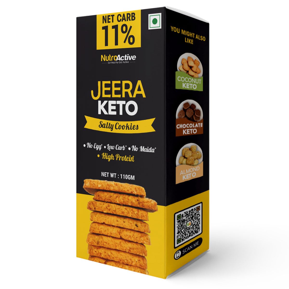 NutroActive Keto Jeera Cookies Salted 0.5g Net Carb Zero Sugar - 110gm (B08XM6JGD2) Amazon Price History, Amazon Price Tracker