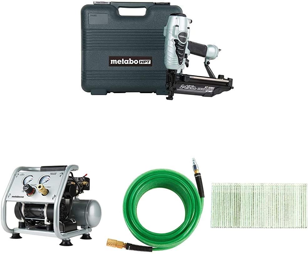 Metabo HPT NT65M2S Pneumatic Finish Nailer with Metabo HPT EC28M 1