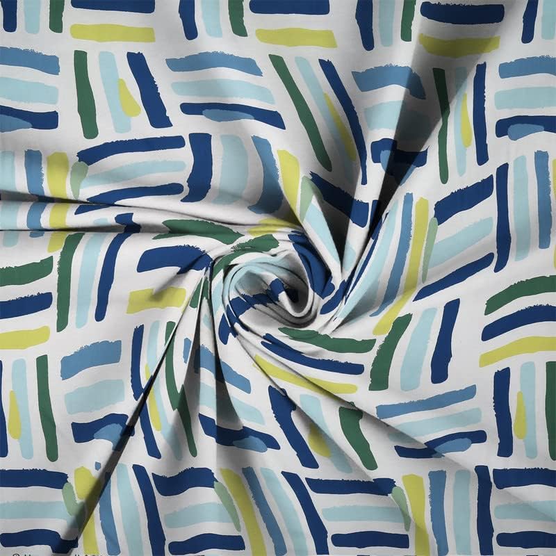 Image of Blue Strip 220TC Glace Cotton Elastic Fitted Bedsheets Single Bed with 1 Pillow Cover | Single Bed with All Around Elastic, Size 42 inch x 75 inch Inches