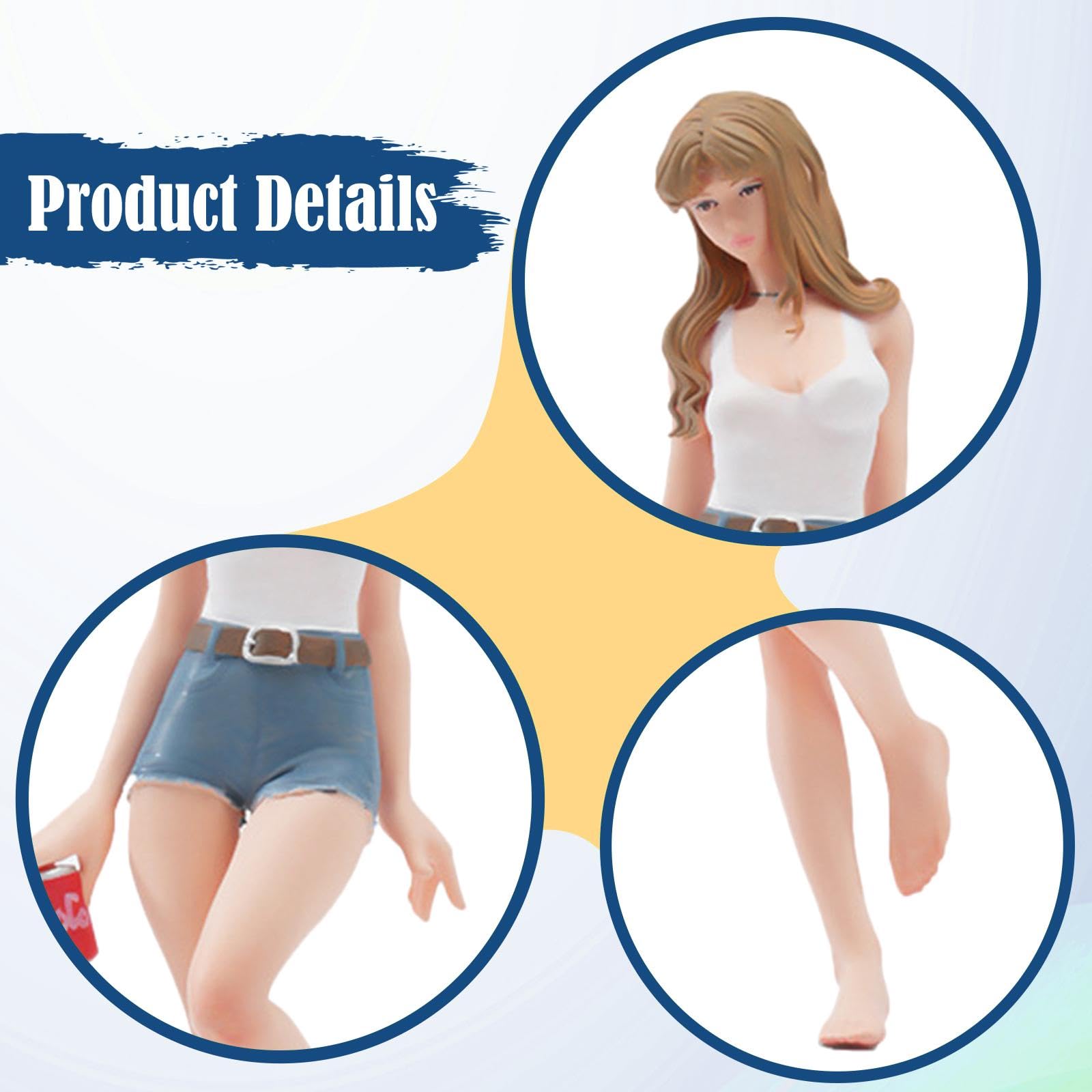 Figura in di Ragazza con Capelli Lunghi, Miniatura da Donna, Oggetto da Collezione per Hobby, Modello per Micro Scena per casa delle Bambole, Scala da 1 a 18
