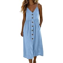 Linen Dresses for Women 2026 Backless Cami Spaghetti Strap Sundress Shirt Dress Beach Vacation Travel