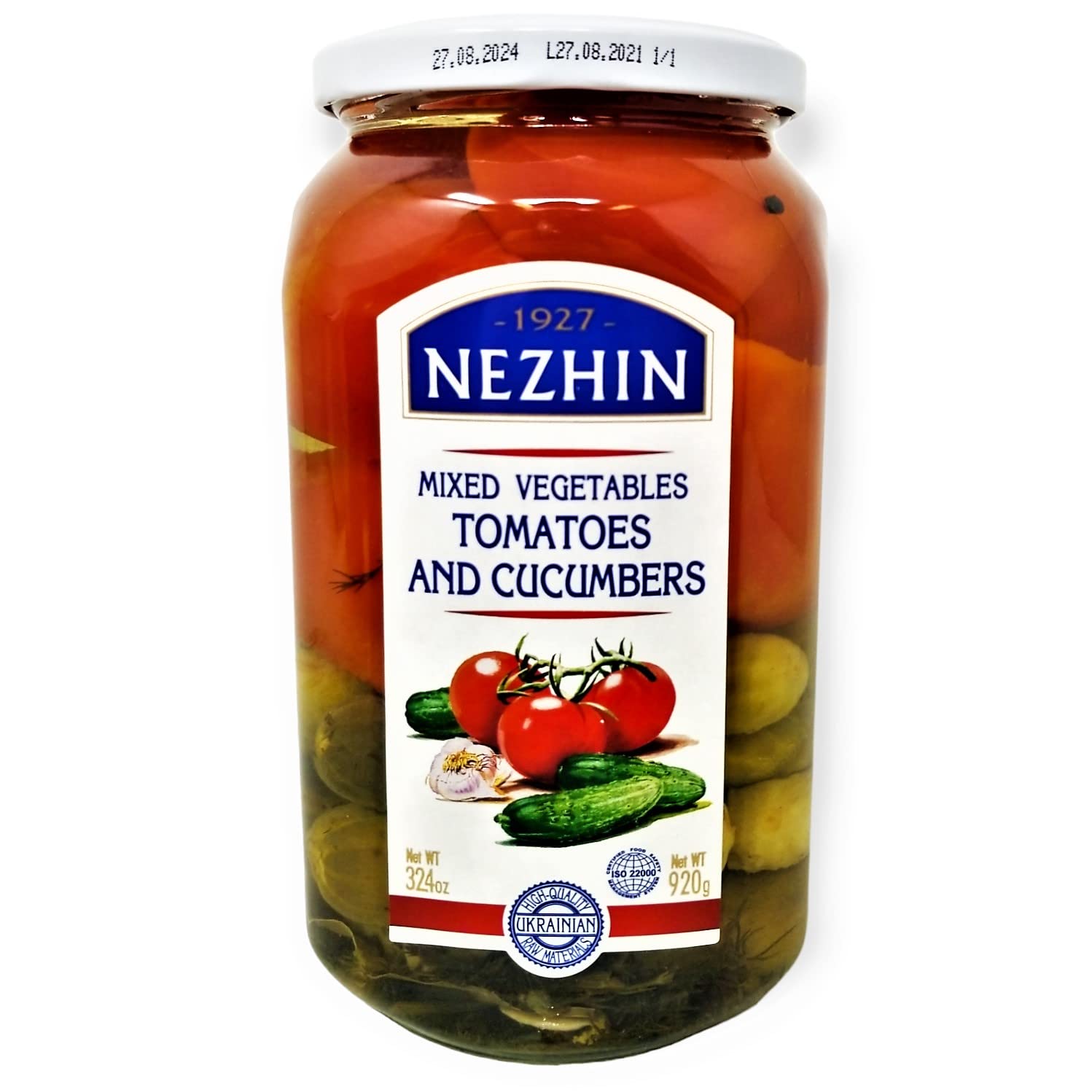 Nezhin Marinated Pickled Cucumber and Tomato Mix, Flavorful, No Added Preservatives