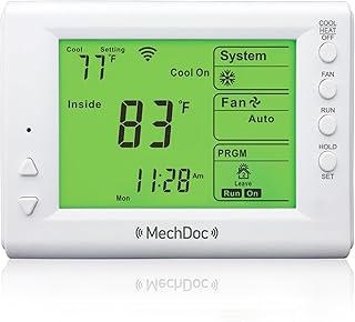 Smart Thermostat,7 Day Programmable WiFi & Bluetooth Thermostat for 1 Heat/1 Cool HVAC, 24VAC Power, C-Wire Required, APP & Voice Control, Works with Alexa Echo and Google Assistant, White