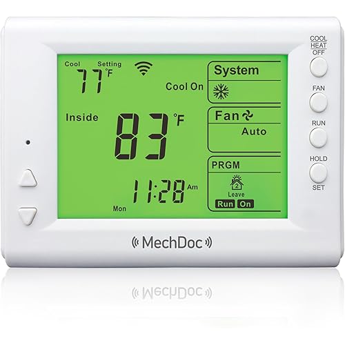 Smart Thermostat, Compatible with Alexa and Google Assistant, 7 Day Programmable WiFi Thermostat for Single Stage 1 Heat/1 Cool HVAC, APP & Voice Control, 24VAC Power, C-Wire Required, White