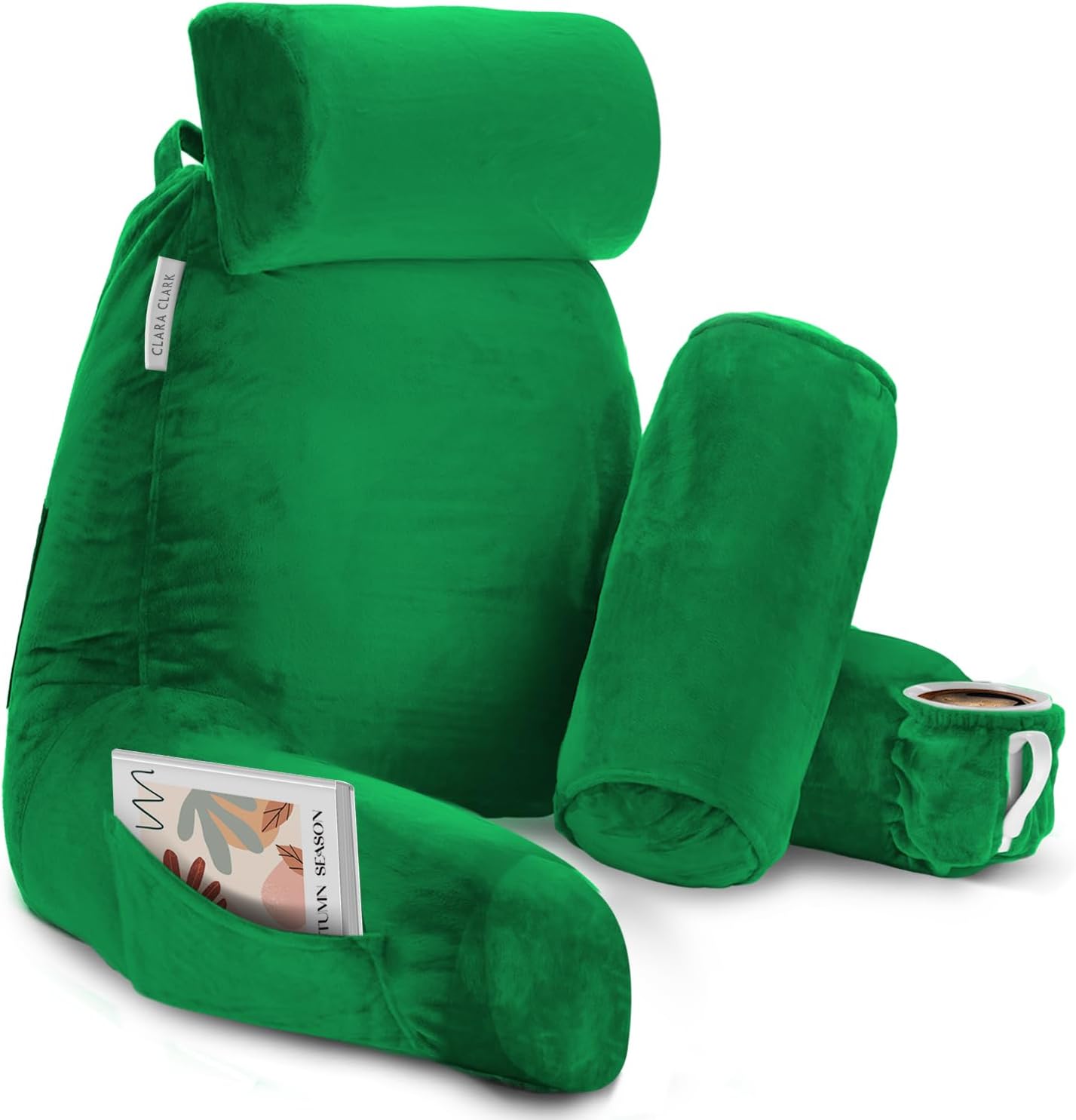 Clara Clark Reading Pillow, Large Back Pillow for Sitting Up in Bed, Memory Foam