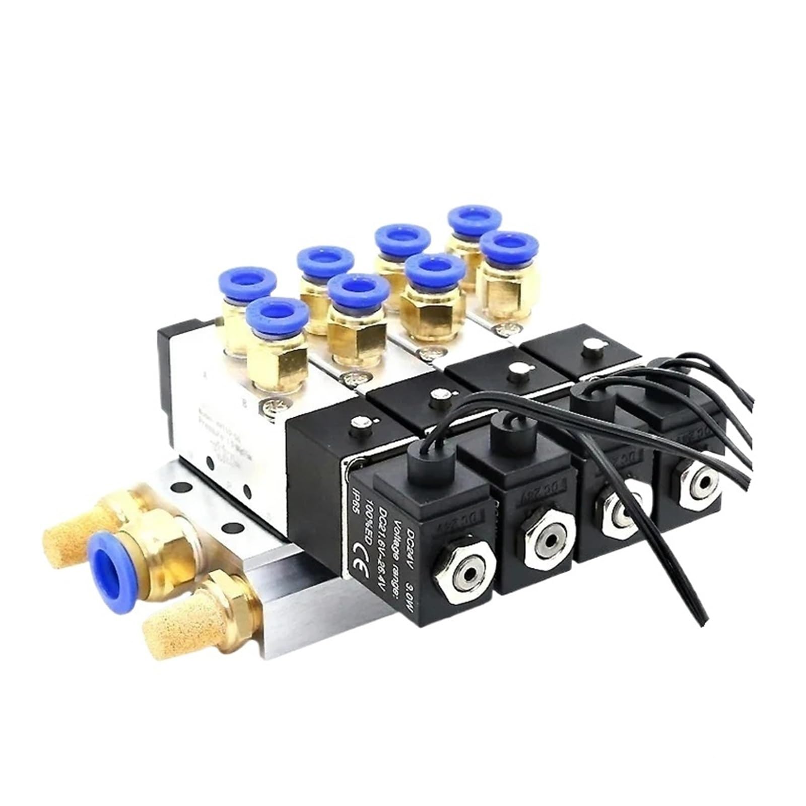 Électrovanne pneumatique 4V110-06 AC220V avec collecteur 6 voies et raccords 8mm