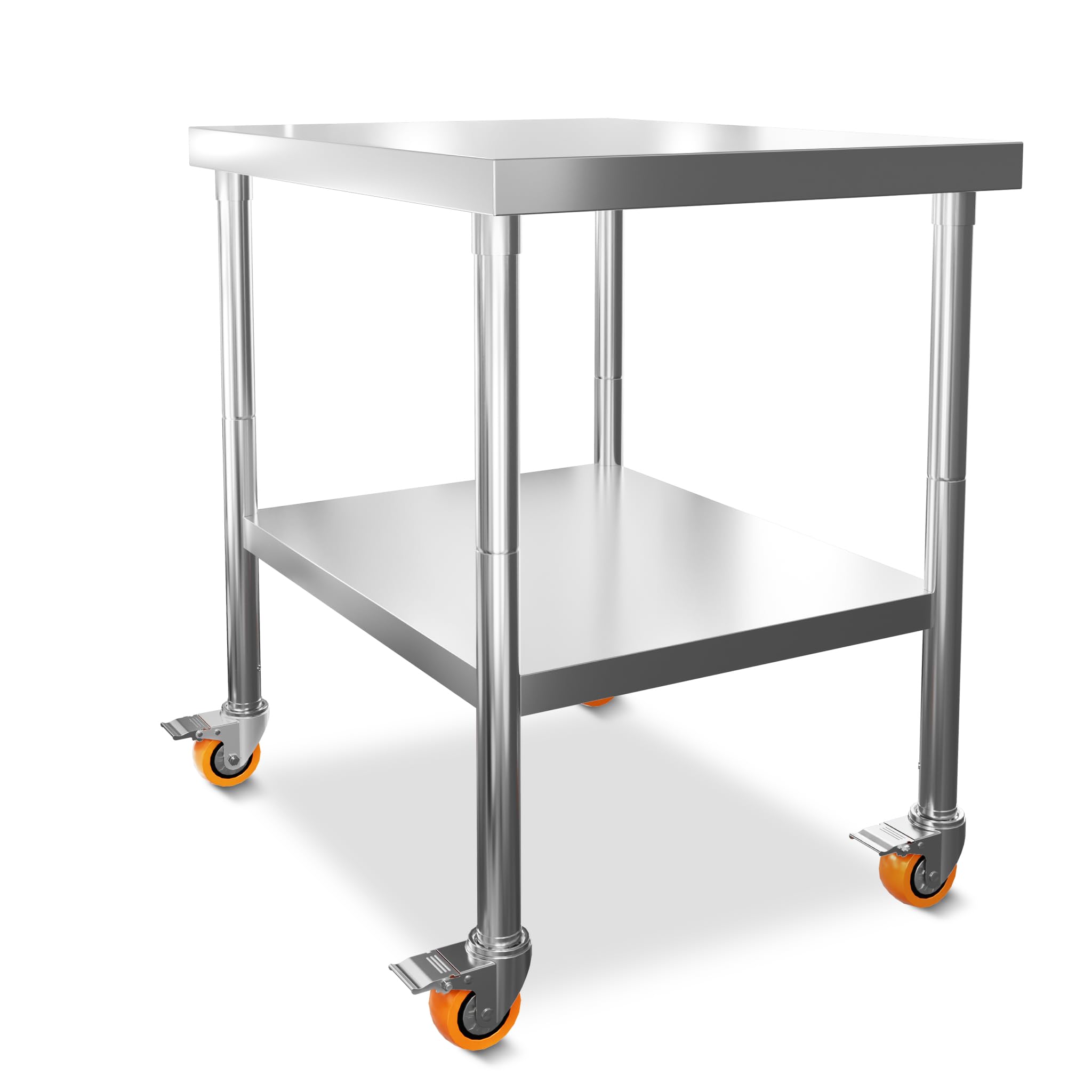 Froadp Mesa de trabajo de acero inoxidable para cocina, 85 x 76 x 60 cm, mesa multifuncional de acero inoxidable con ruedas y estante, mesa de cocina para preparar alimentos, mesa de cocina, mesa de