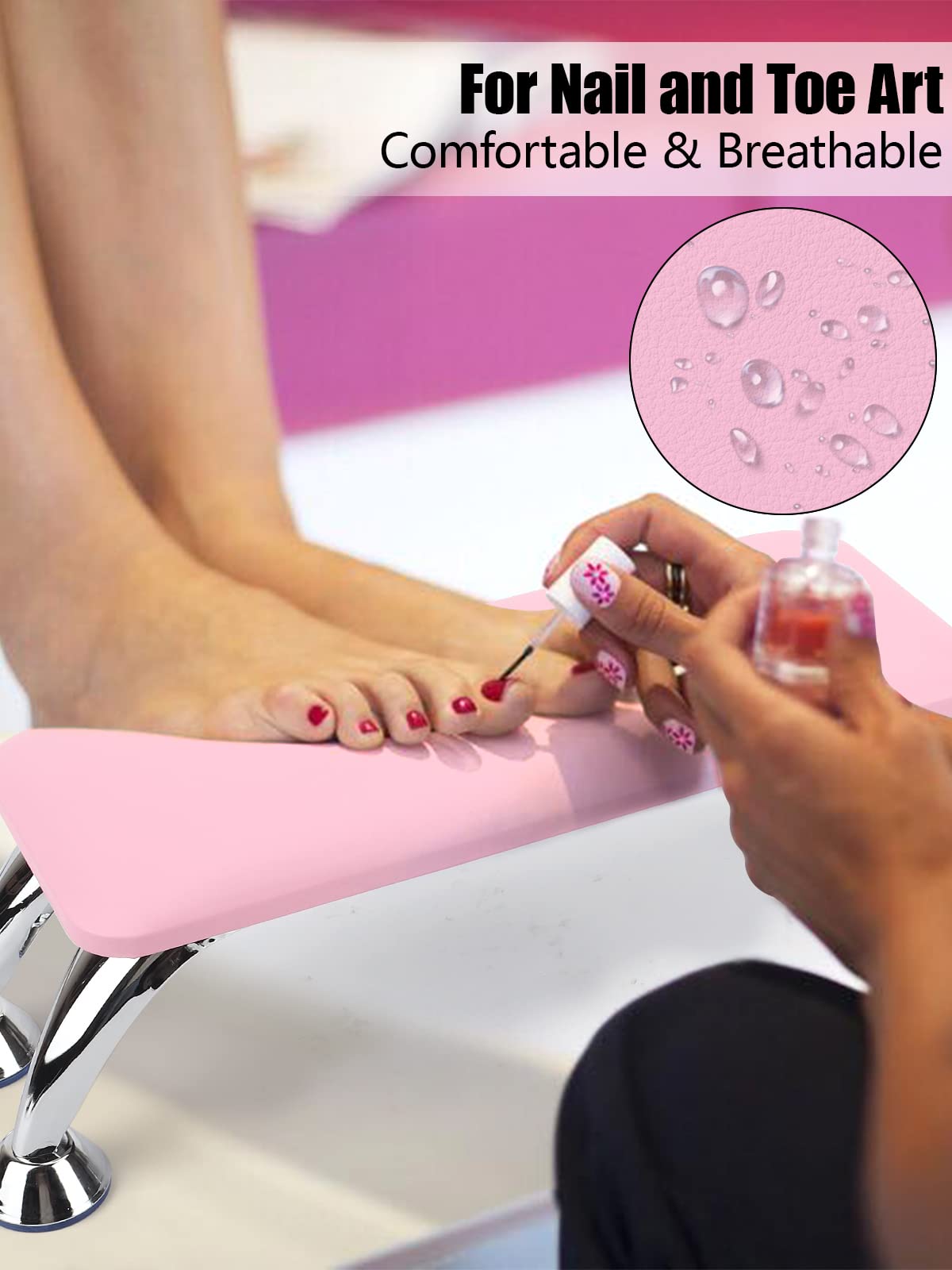 LIONVISON Cuscino per le Mani per Braccioli per Unghie,Supporto per Manicure in Pelle Microfibra Cuscino per Poggia Unghie Cuscino per Poggia Unghie Antiscivolo per (rosa)
