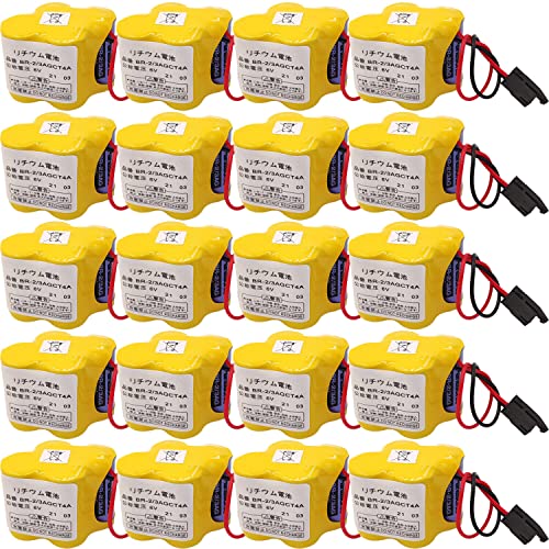 SHENYANG 20-Pieces BR-2/3AGCT4A 6V 4400mAh PLC Battery for FANUC A98L-0031-0025 CNC Machine (Black Plug)