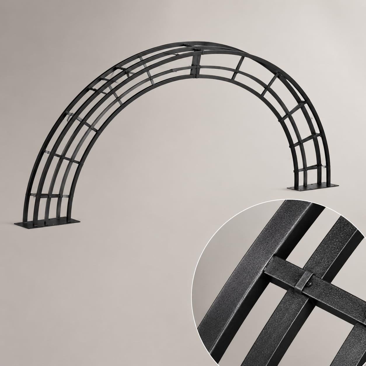Arche Jardin en Métal, Style Européen, Pieds Fixation Sol, Passage Fleuri, Aménagement r, pour propriétaires Jardins, 150/75/40cm (Largeur/Hauteur/Profondeur)