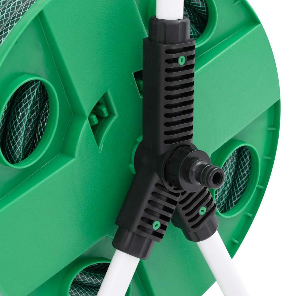 Genérico Carrete de Manguera de pie con Set racores PVC Verde 0,5" 30 m, Soporte de Manguera de jardín Verde,3281511