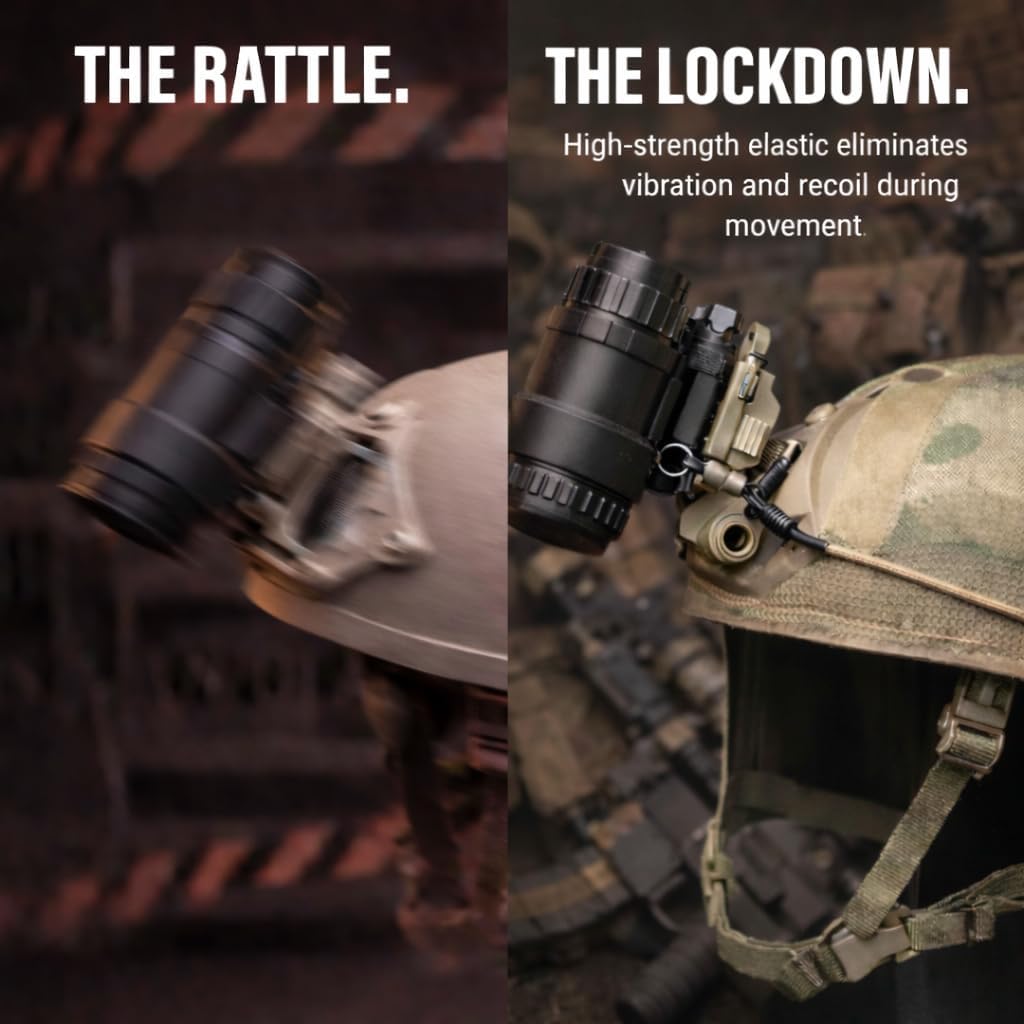 DLP Tactical NVG Bungee for ARC Rail Helmets – Compatible with ACH, MICH, Ops-Core Fast & Crye AirFrame – Stabilizes Night Vision Goggles – High-Strength Helmet Accessory