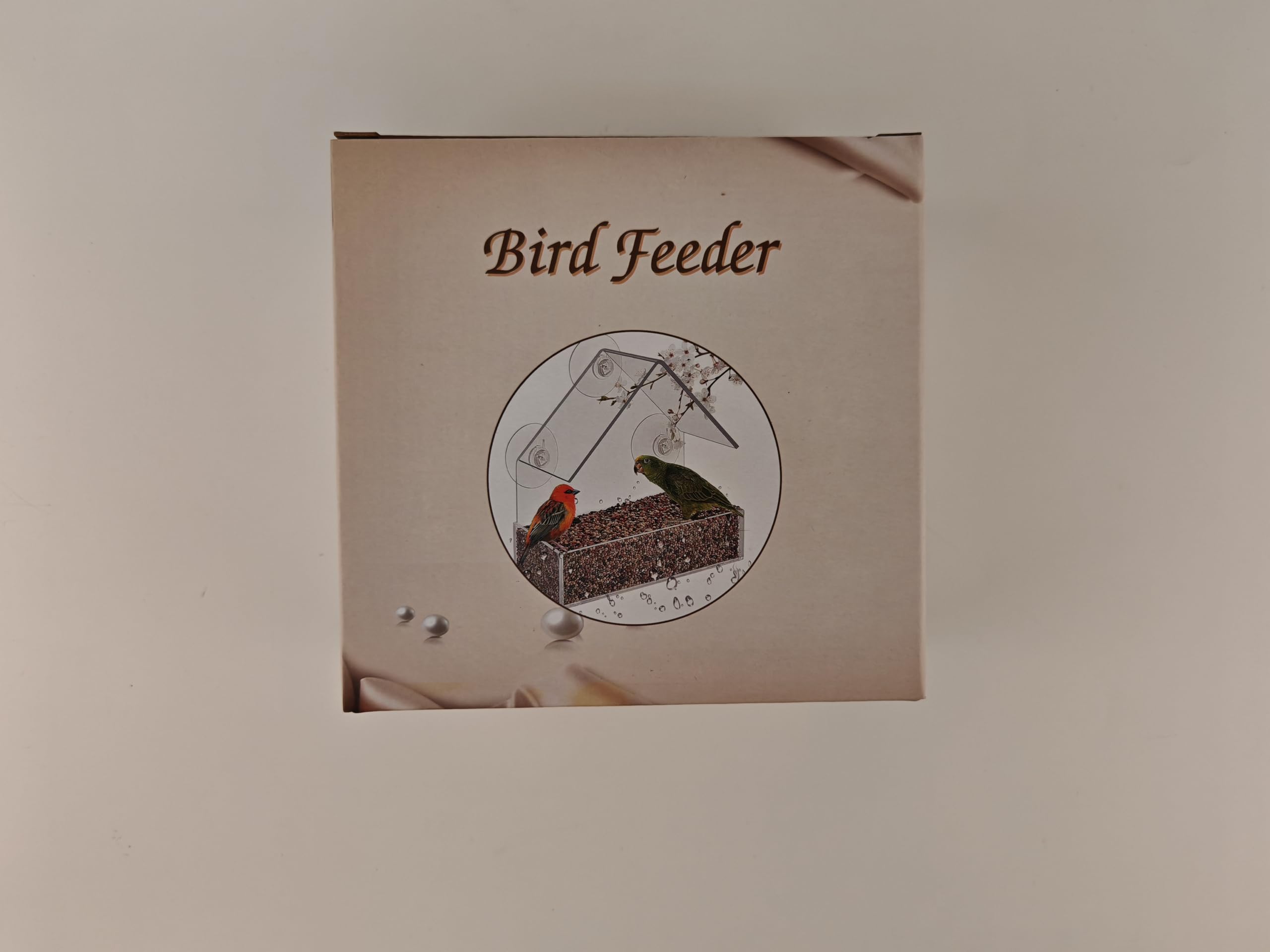 Mangeoire à Oiseaux pour extérieur, fenêtre avec ventouses puissantes, Transparent 15 x 15 x 6cm