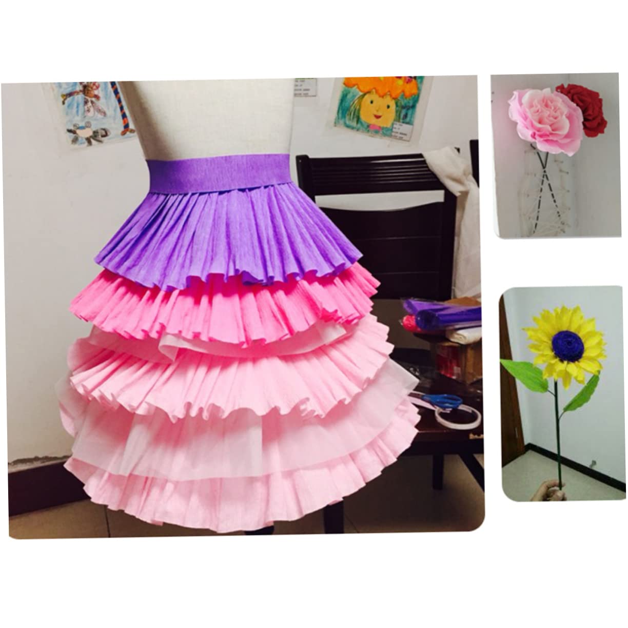 FRCOLOR 3 Juegos De Papel Crepé Para Envolver Flores En Sólidos Para Proyectos De Manualidades De Origami Y Envoltura De *3