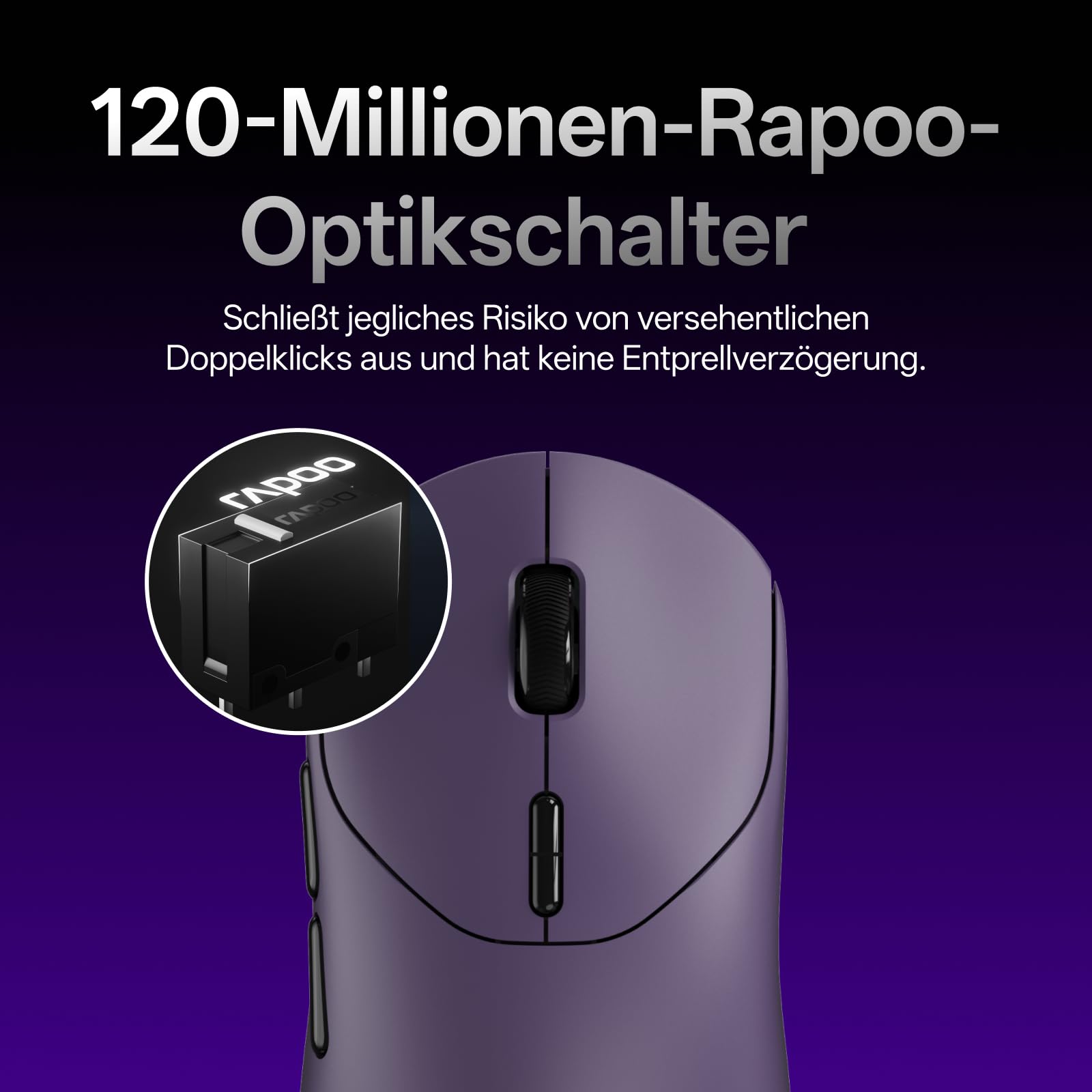 Rapoo VT2 MAX - Mouse da gioco senza fili, 30 K, sensore DPI reale, 8000 Hz, 53 g, ultra leggero, batteria 750 ore, Nordic nRF54L15 MCU, 120 milioni di interruttori ottici, 10 pulsanti programmabili