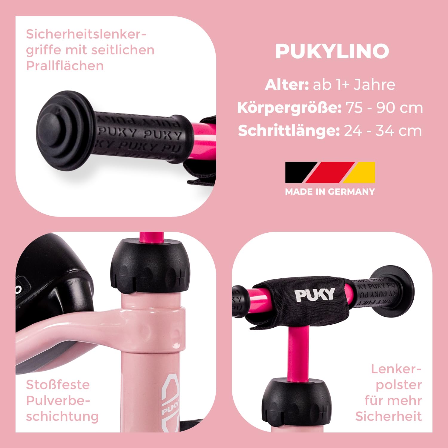 PUKY PUKYLINO | Kinder Laufrad ab 1 Jahr | Optimale Mobilitätsentwicklung & Lauflernrad ab 1 Jahr | Hochwertiger Stahl mit stoßfester Pulverbeschichtung | Balance Bike & Float-Laufräder
