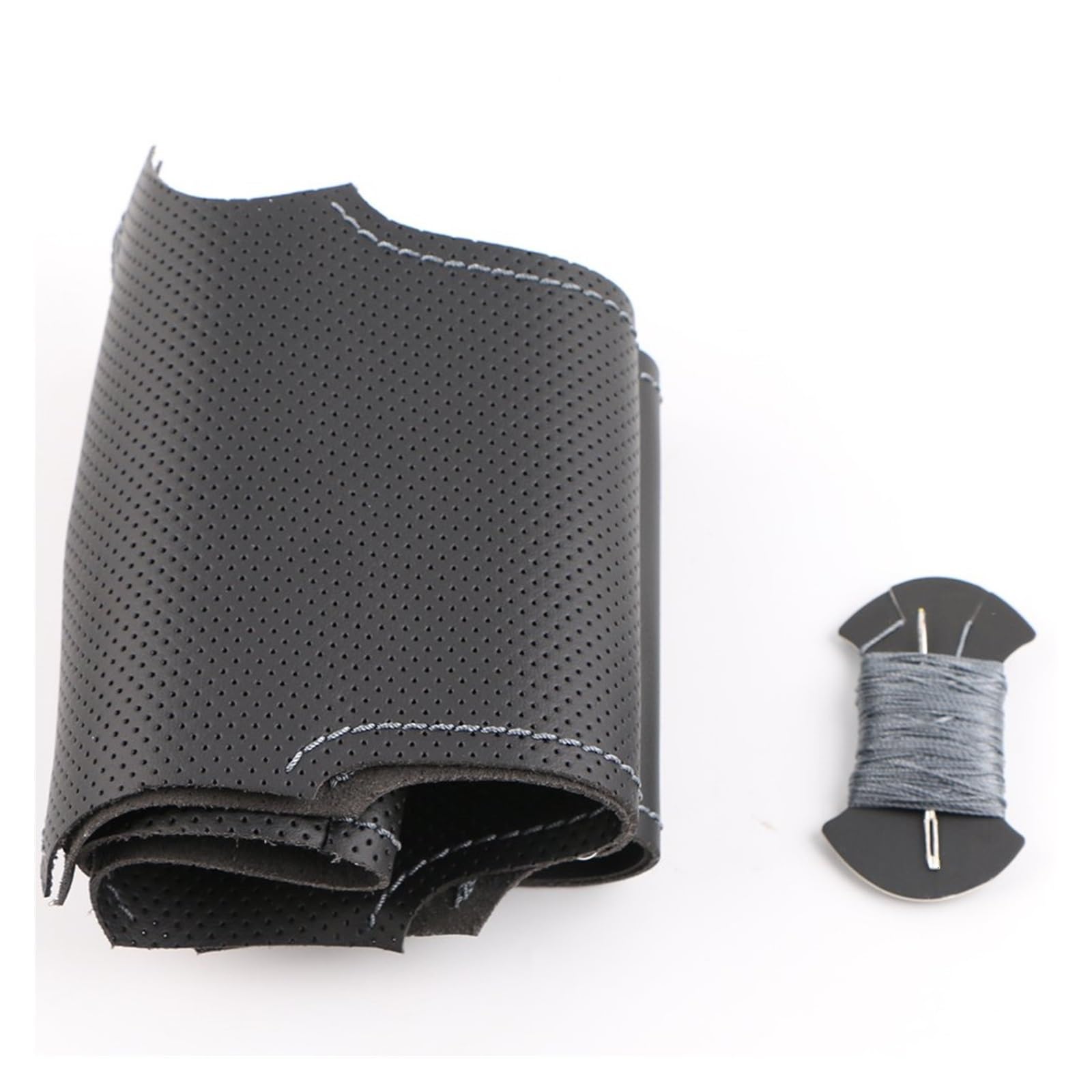 Coprivolante per Auto Fai-da-Te Personalizzato per A-UDI A4 B7 B8 A6 C6 2004-2011 Q5 2008-2012 Q7 Treccia in Pelle Nera per Volante Accessori per Auto (Color : Grey Thread)