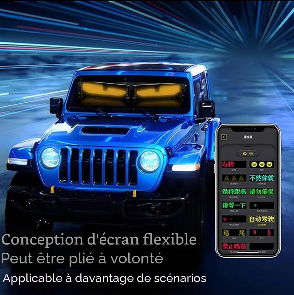 Flexible Panneau Affichage LED, Plaque Lumineuse Camion Personnalisé, Bluetooth Panneau Publicitaire Lumineux Programmable Voiture Plaque Lumineuse Camion(2pcs 70x173mm)