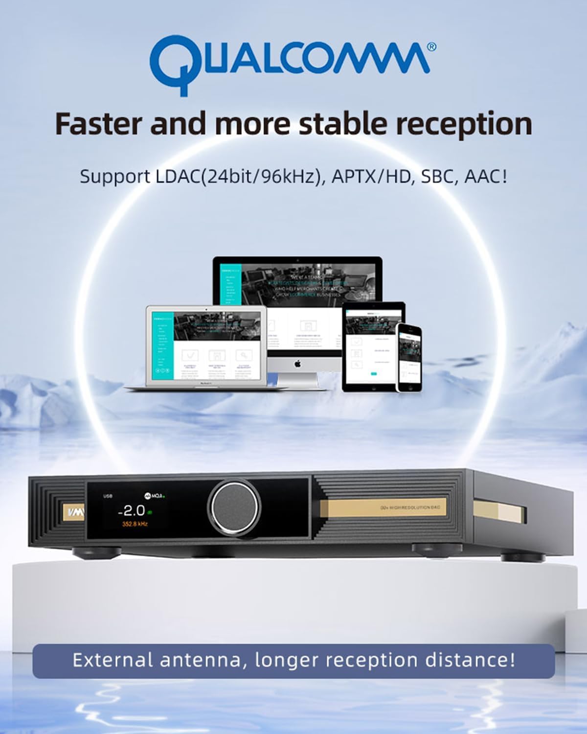 S.M.S.L VMV D2R Audio DAC MQA MQA-CD BD34301EKV Decoder Unterstützt bis zu DSD512 PCM USB/Optisch/Koaxial/Bluetooth 32Bit/768kHz ROHM BD34301 DAC, XMOS XU316 USB DAC mit Fernsteuerung