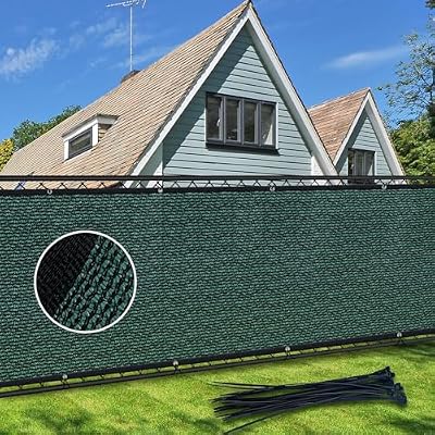 Zyerch Fence Privacy Screen 6' X 50' Heavy Duty Balcony Privacy Screen, 170 GSM Outdoor Fencing Mesh Shade Net Cover 90% Blockage with Brass Grommets for Patio, Outdoor Backyard, Darl Green