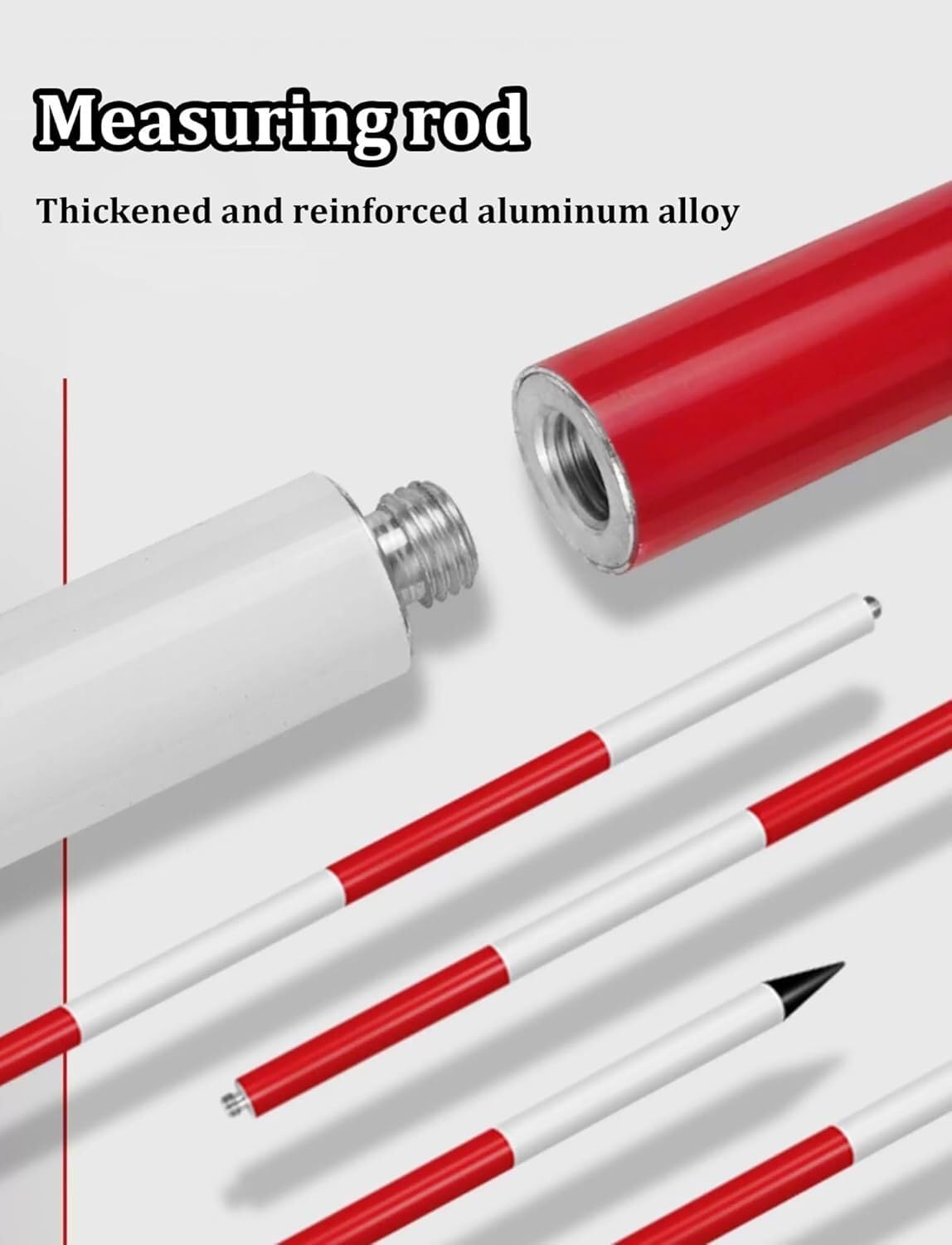 Kanduo Aluminiowy słup geodezyjny Pręt pomiarowy Urveying, odłączany personel, do badań inżynieryjnych, mapowanie terenu budowy dróg(200 cm/78.74 inch)
