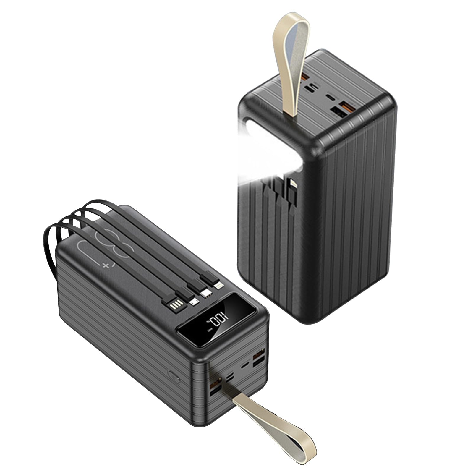Cargador Portátil Banco De Energía 80000 MAh Paquete De Batería De Gran Capacidad Cables De Carga Incorporados Protección De Carga Inteligente Para Teléfonos Inteligentes, Tabletas, Consolas De Juegos