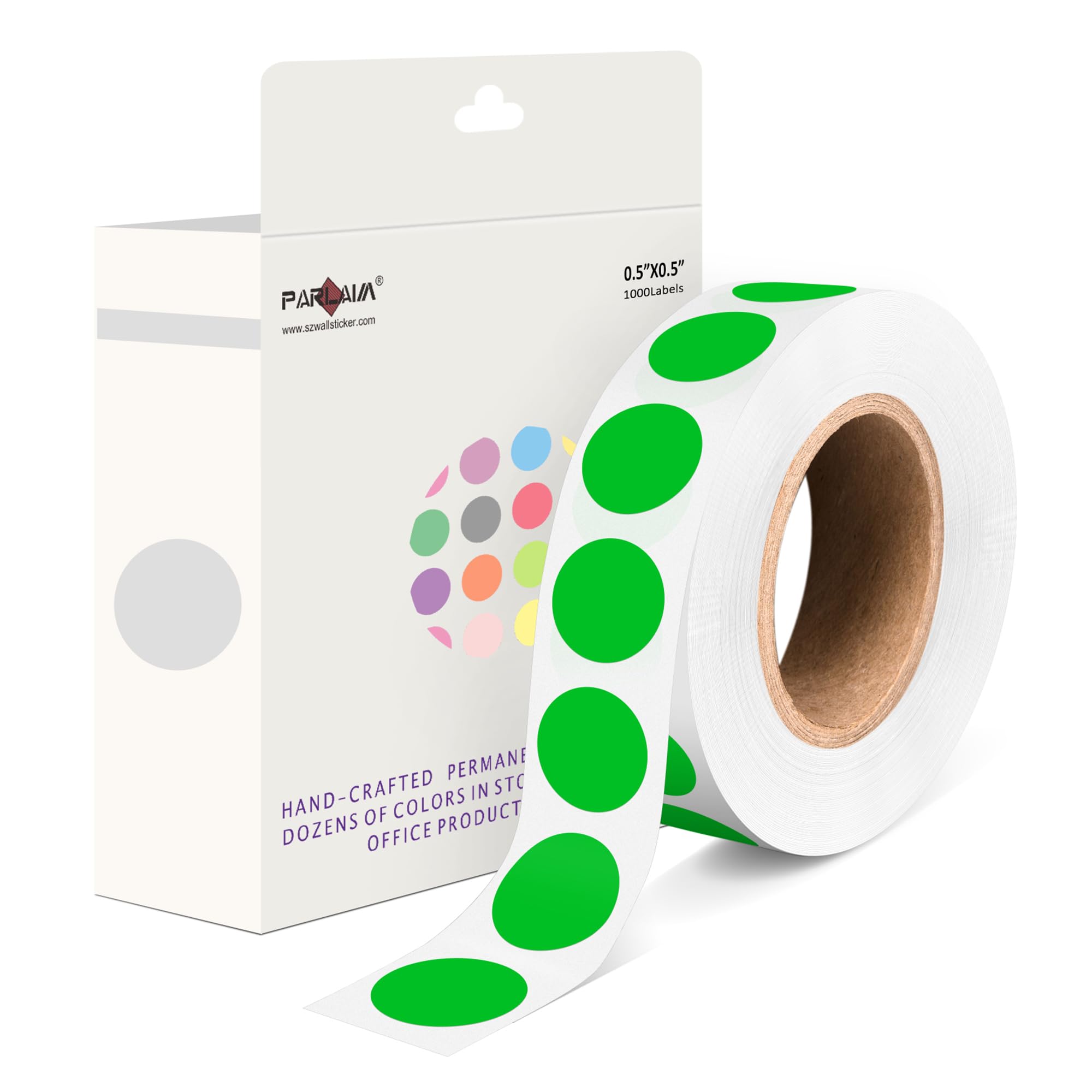 PARLAIM 1000 Pack 0.5 inch Diameter Round Dot Stickers, Green Color-Coding Circle Labels