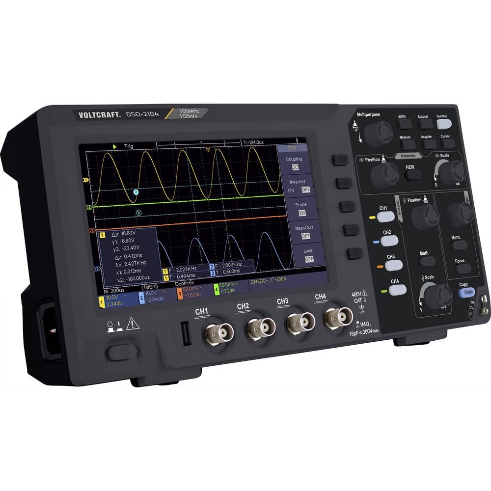 Voltcraft DSO-2104 Digital-Oszilloskop 100 MHz 4-Kanal 1 GSa/s 80 kpts 8 Bit Digital-Speicher (DSO) 1 St., VC-11539895