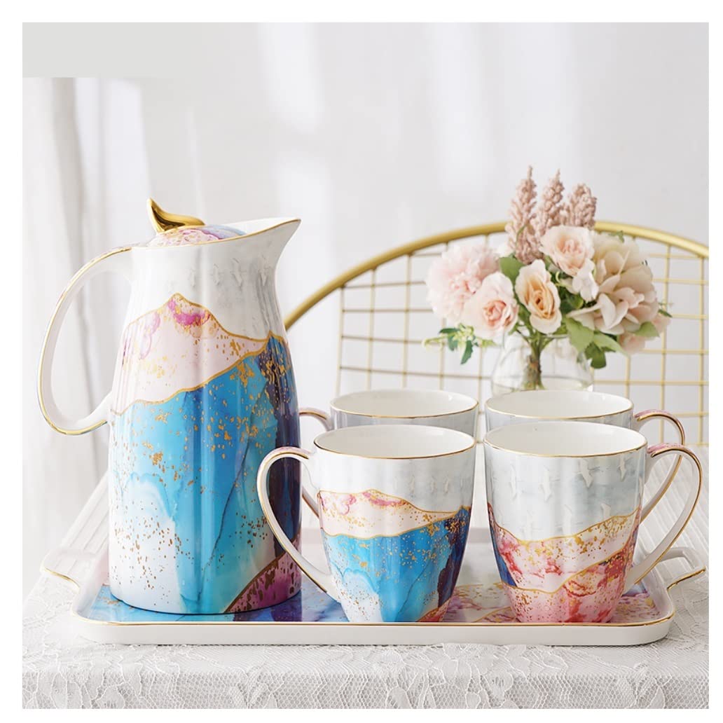 DANNMPX Tea Set Ceramic Tea Set European Cup Pot Home Afternoon Coffee Teapot And Cups(C)