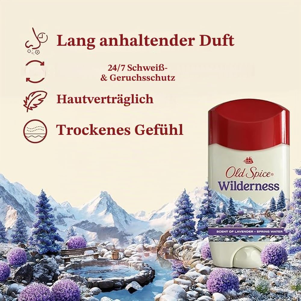 Wilderness For Men Anti-Perspirant & Deodorant, Lavender, 2.6 oz (Pack of 2)