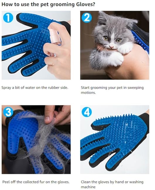Grooming Gloves for Pets (Set of 2) ¨C Efficient Deshedding Glove for Dogs & Cats, Long and Short Hair Remover Brush Mitt, Left & Right, Machine Washable-8CWMZJky