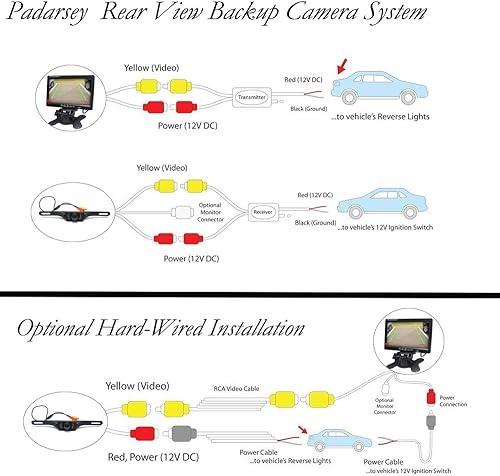 Miniatura 7 de Padarsey Kit de cámara de respaldo y monitor para cochevehículocamión, impermeable, visión nocturna, placa de matrícula, cámara de visión trasera,