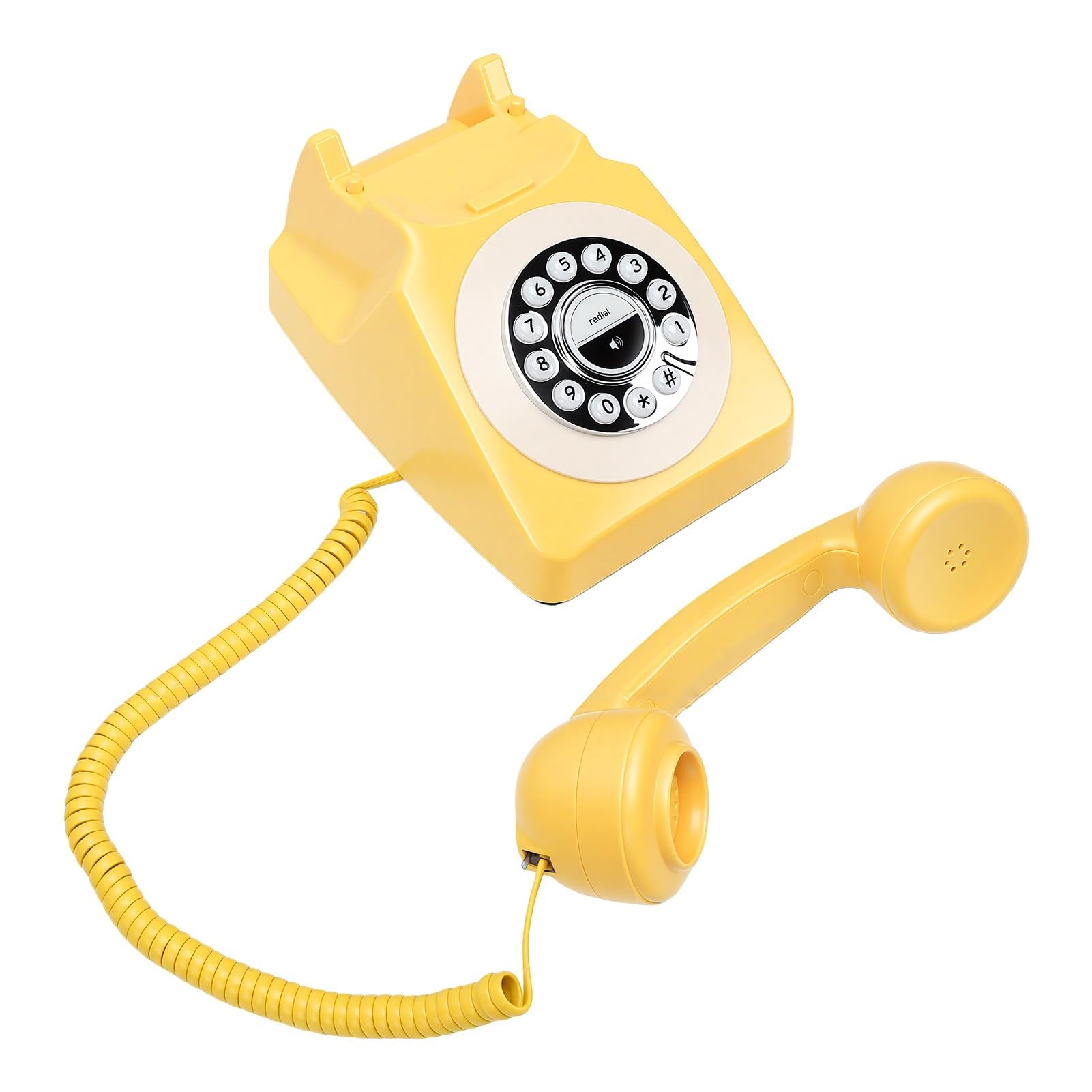 Annadue Telefono Bluetooth Cordless retrò con Ricevitore, Supporto per Chiamate in Vivavoce, Riproduzione Musicale e Ricarica Rapida per la Fissa dell'ufficio Domestico (YELLOW)