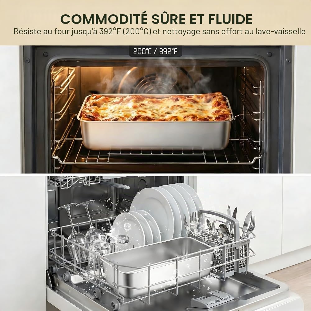 2 PCS Moules à Pain Rectangulaires en Acier Inoxydable, Grand Moule a Cake INOX 33x15x6,5 cm, Moules à Gâteaux Pâtisserie en Acier Inoxydable pour Pain,Toast, Gâteau, Lasagnes