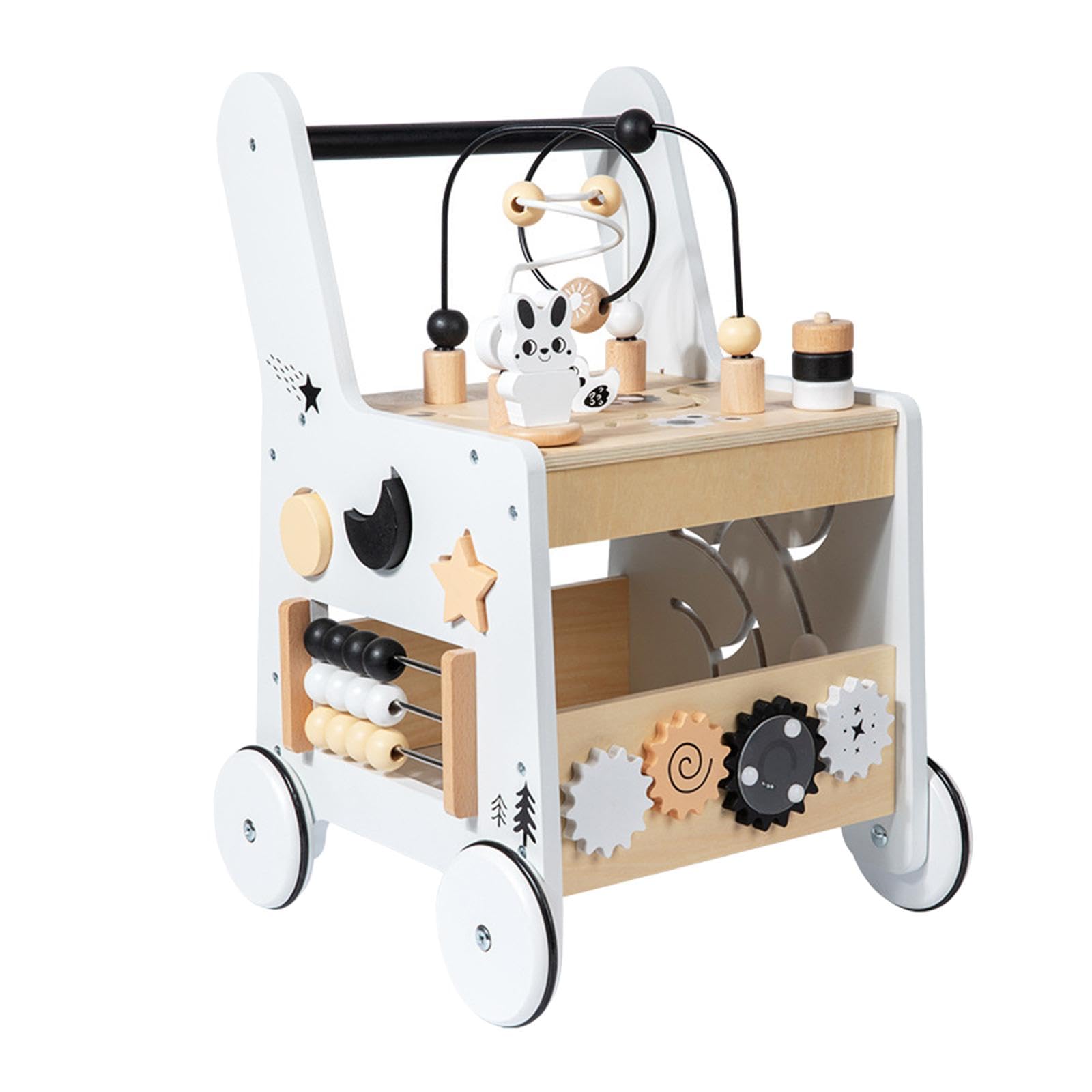 Qianly Centro attività in Legno con di Perline, Gioco Educativo per Imparare a Camminare, Coordinazione Occhio-Mano E Supporto alla Deambulazione.
