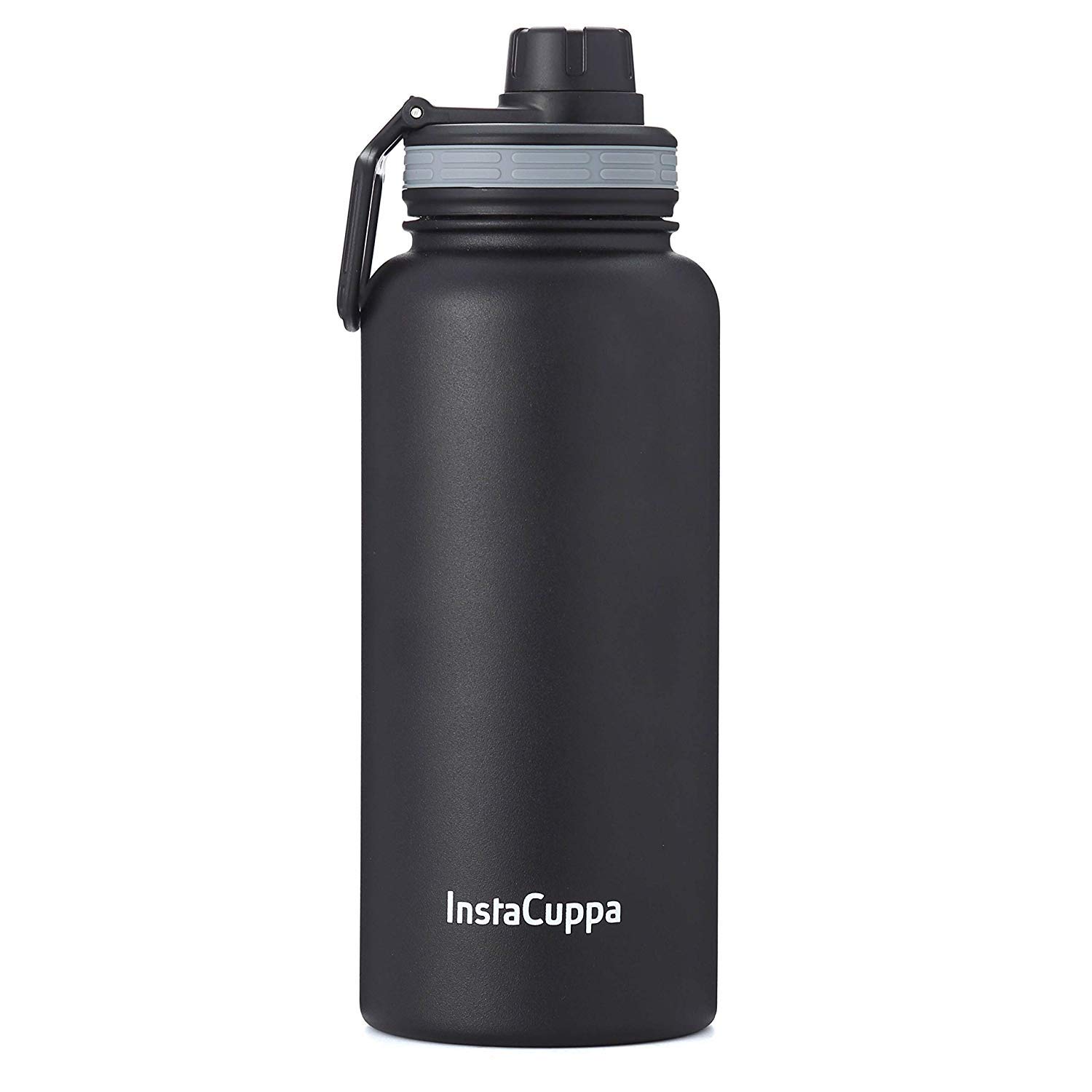 InstaCuppaInsulated Water Bottle 1000 mL, Double-Wall Thermosteel Flask, Vacuum Insulated Stainless Steel | Retains Hot and Cold Temperatures, Black