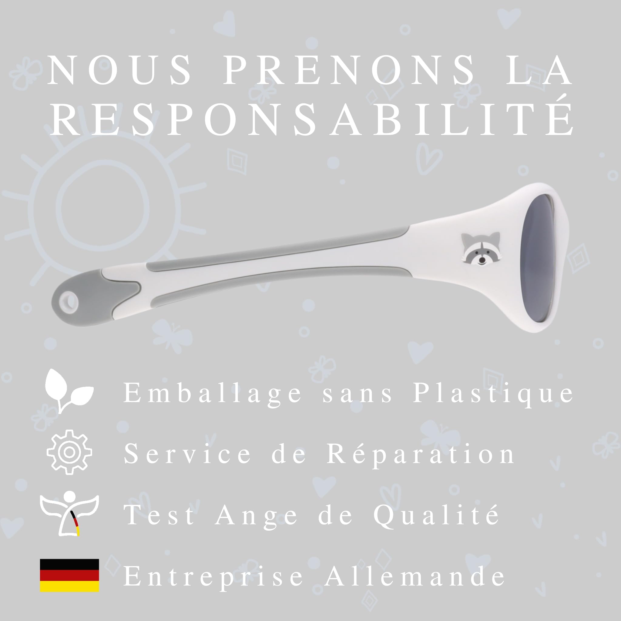 ActiveSol Lunettes de Soleil Bébé Safari, 0 – 24 Mois, protection UV 100%, polarisées, bandeau