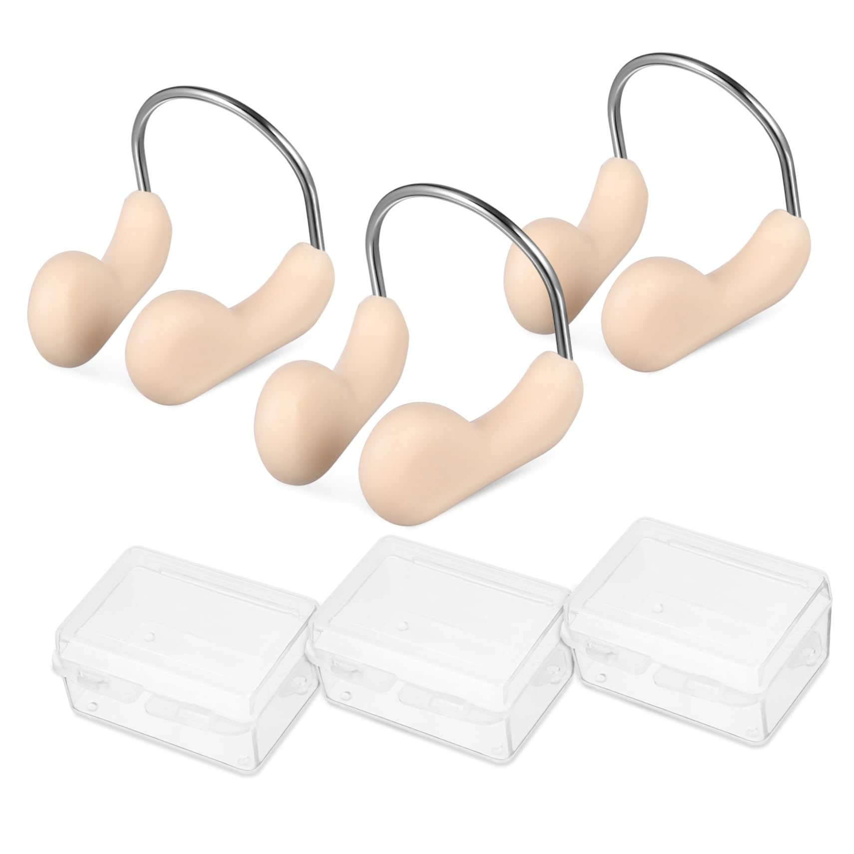 BESPORTBLE Silicone Swimming Nose Plugs Adults Kids 3 Pieces Water-Resistant Nose Clip Set for Diving