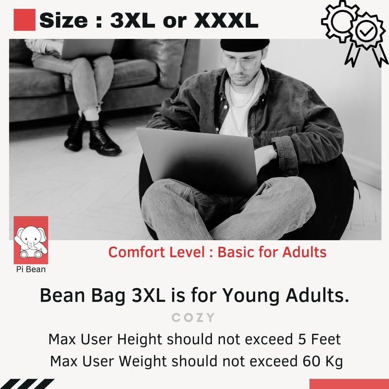 Image of Biggie Bean Bag with Beans Filled XXXL Bean Bag Sofa with Free Cushion & Footrest - Official : BeanBuddy Combo (Matching Color : Regular, Pea-Green)