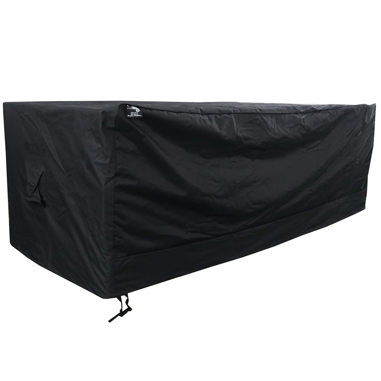 Icover Black Rectangle Garden Table Cover - Waterproof, Breathable Vents, Thick Oxford 600D Material. 2X Buckled Straps Outdoor Furniture Cover (170Cm X 94Cm X 70Cm) (213Cm X 132Cm X 74Cm)