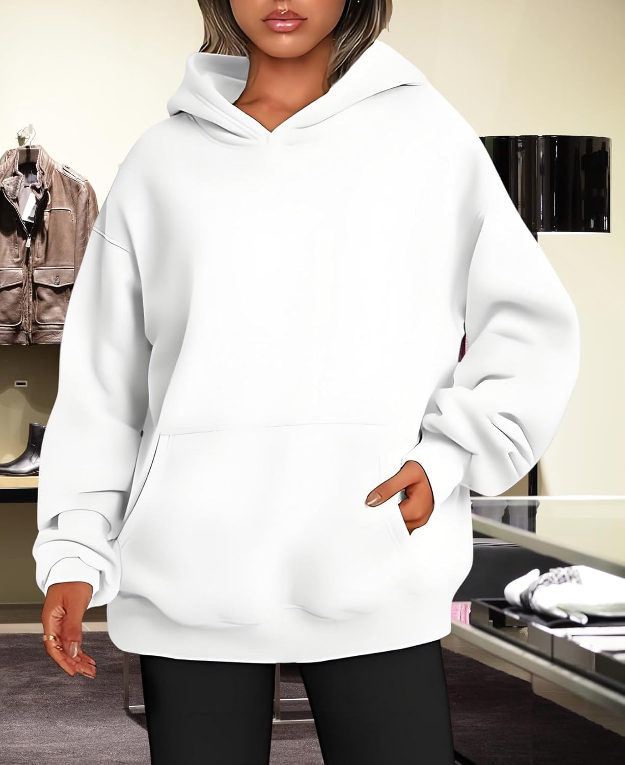 Women's Oversized Hoodie Fleece Sweatshirt Fall Winter Soft Pullover Casual Fashion Sweatshirt for Women - Image 2