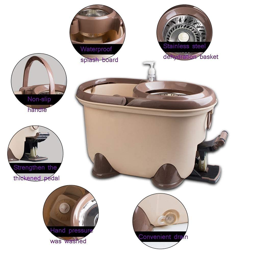 Sistema Pulizia casa 360 ° Spin Mop con Secchio e 4 testine mocio in Microfibra