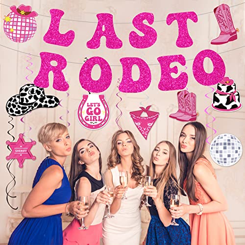 Image of Last Rodeo Birthday Party Decorations - NOVBAUB 26PCS Preppy Disco Party Swirls Bachelorette Party Decorations Let's Go Girls Cowgirl Hanging Swirls Whirl Streamers Party Decor for Women