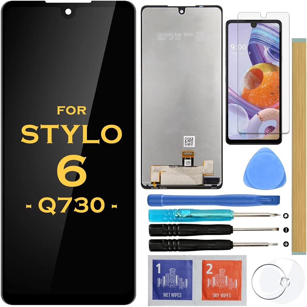 for stylo 6 Screen Replacement LCD Display Touch Digitizer Assembly for LG Stylo 6 LM-Q730 Q730AM Q730TM Q730NM 6.8 inch(Black-no frame)